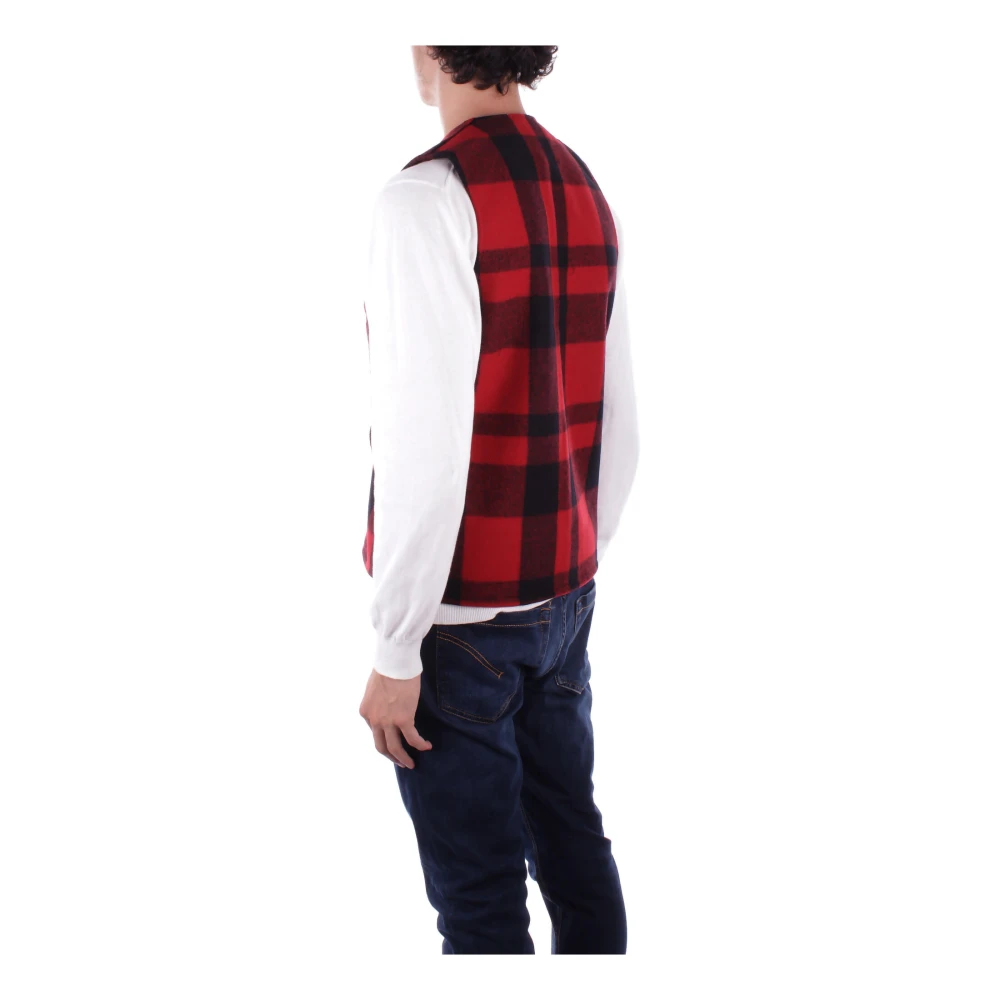 Filson Wollen Gilet Voorste Knoop Zakken Red Heren