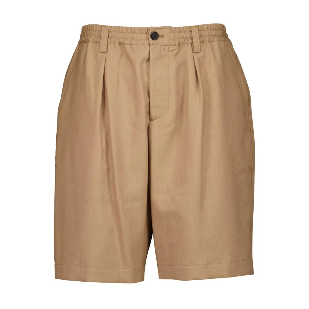 Marni Bruine Wollen Bermuda Shorts met Plooien Brown Heren