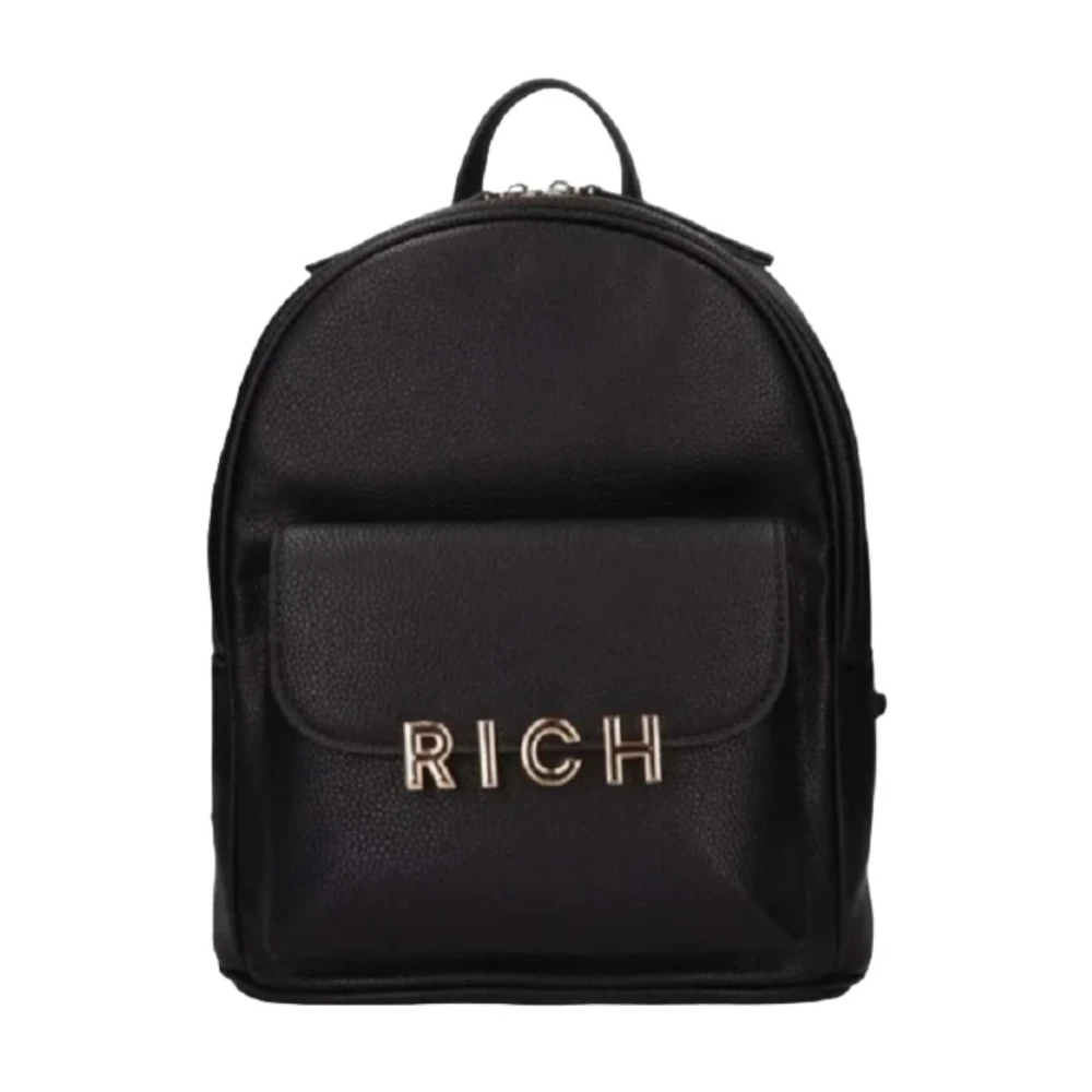 John Richmond Zwarte damesrugzak met gouden logo Black Dames