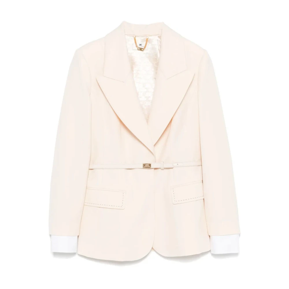 Elisabetta Franchi Vintage Denim Jack Americana Stijl Beige Dames