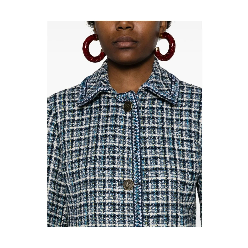 ETRO Blauwe Tweedjas met Logoknopen Blue Dames