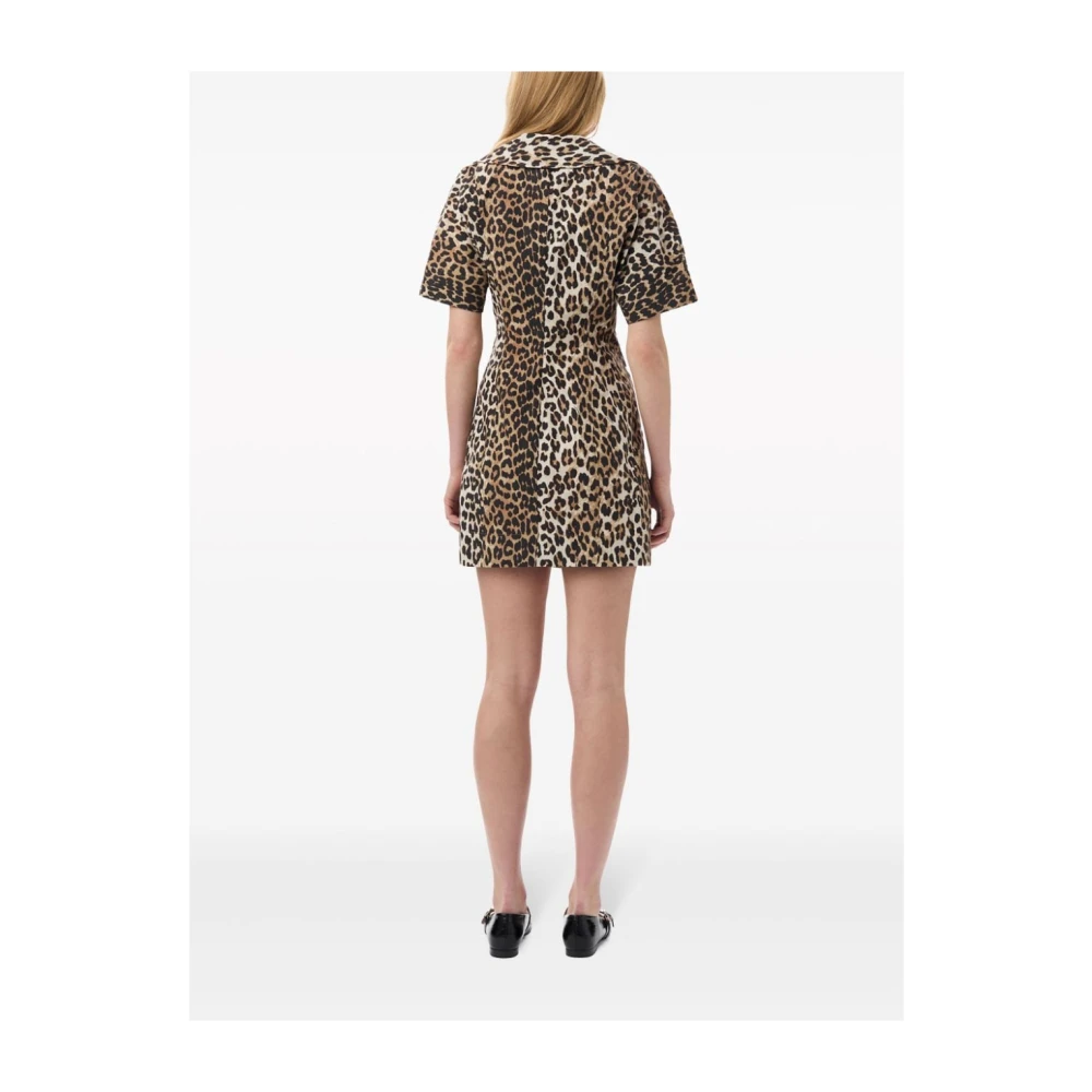 Ganni Luipaardprint Wikkeljurk Brown Dames