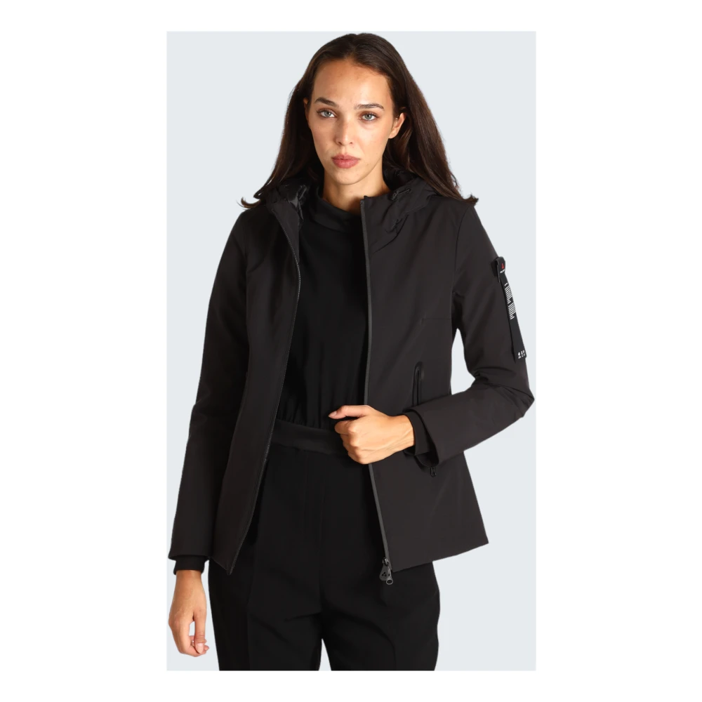 Peuterey Synthetische gewatteerde jas met stretch nylon en zachte jersey Black Dames