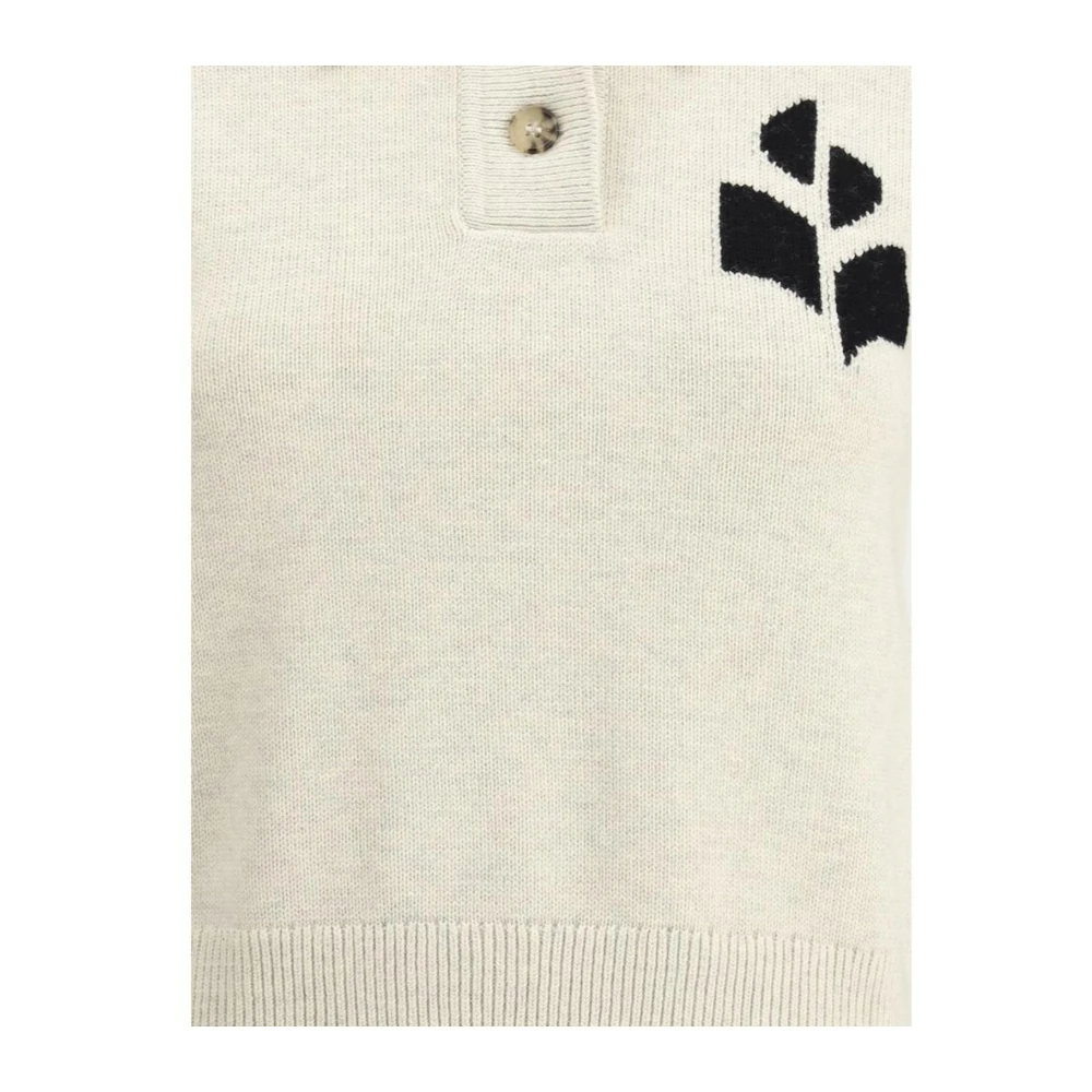 Isabel Marant Étoile Klassieke Katoenen Trui met Geribbelde Zoom White Dames