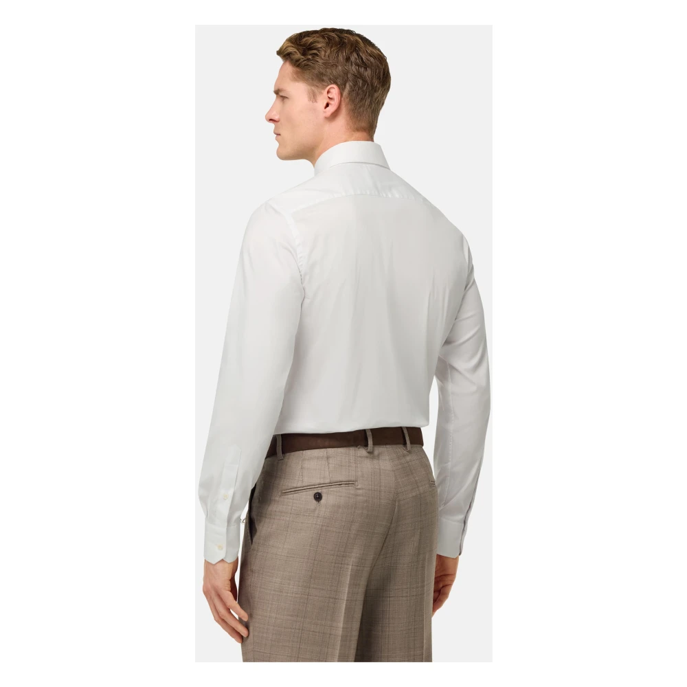 Boggi Milano Slim Fit Stretch Katoenen en Nylon Overhemd White Heren