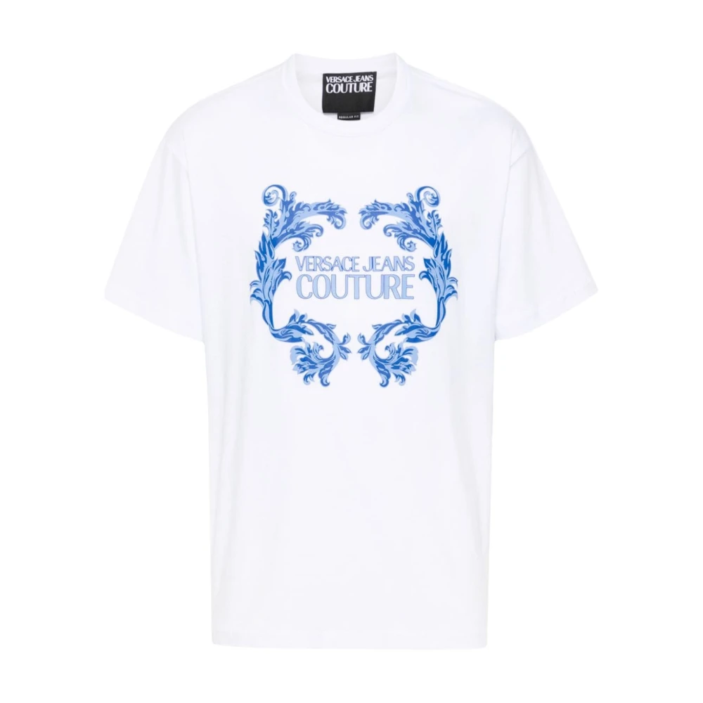 Versace Jeans Couture Witte T-shirts en Polos met Barocco Print White Heren