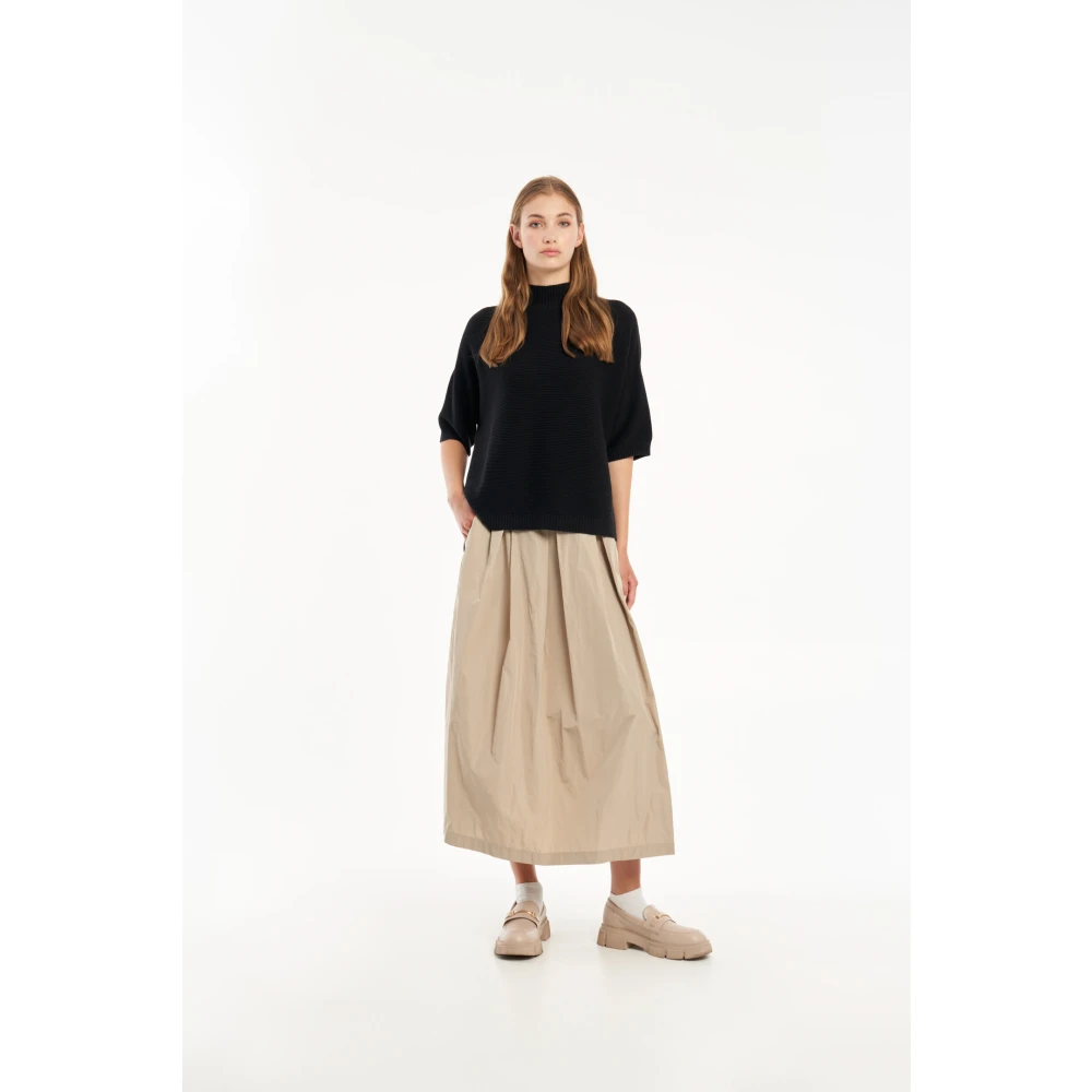 Vicario Cinque Elegante Gebreide Top in Crêpe Viscose Black Dames