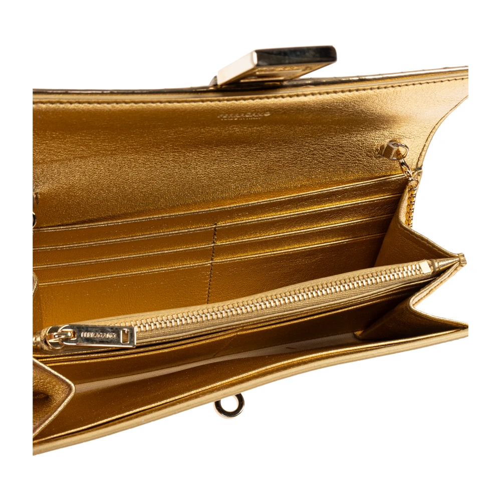 Salvatore Ferragamo Leren portemonnee Yellow Dames
