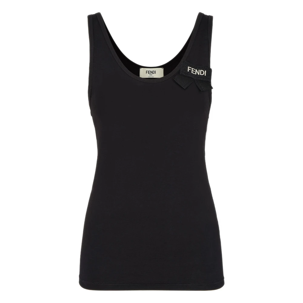 Fendi Zwart Mouwloos Katoenen Top Black Dames