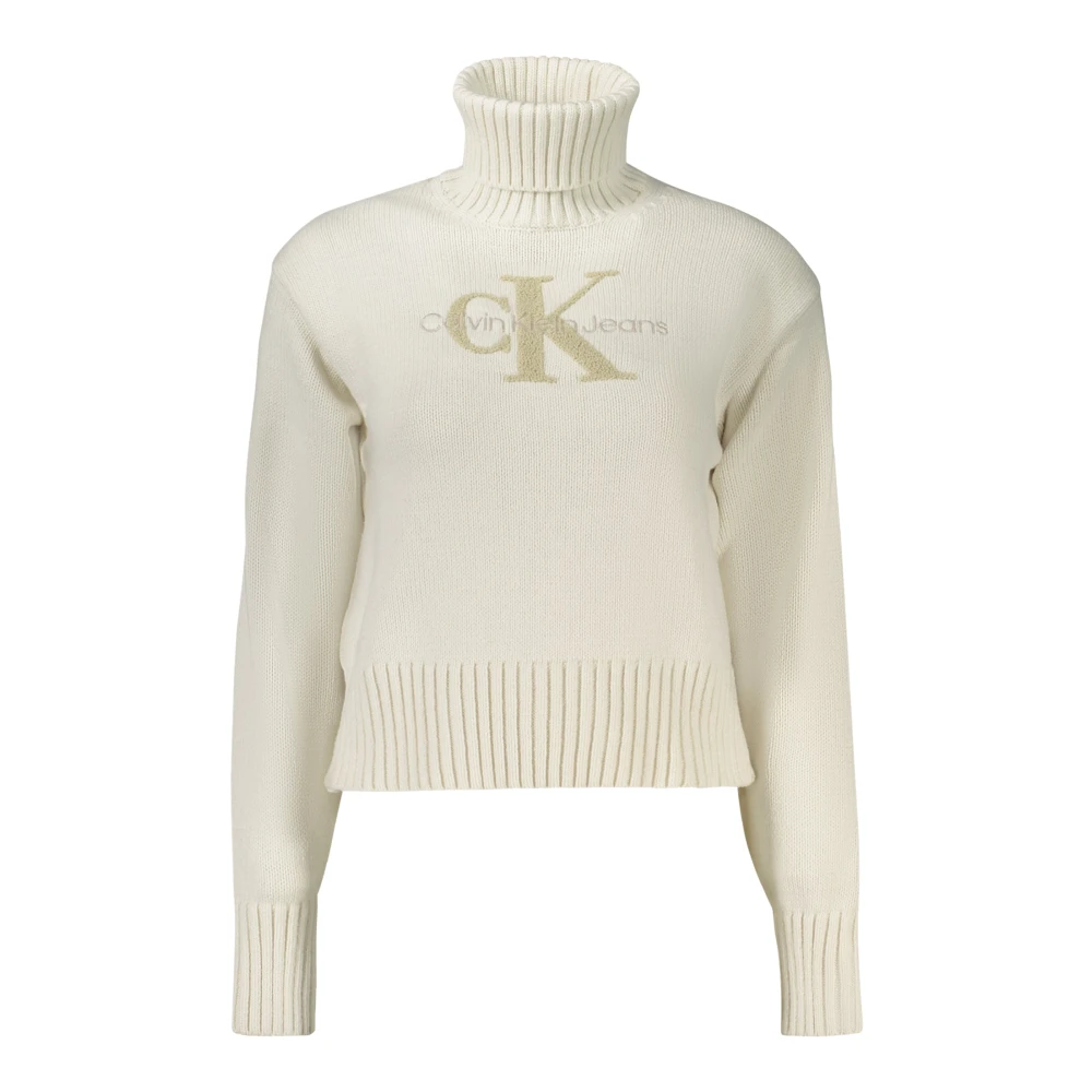 Calvin Klein Witte Trui met Lange Mouwen en Logo White Dames