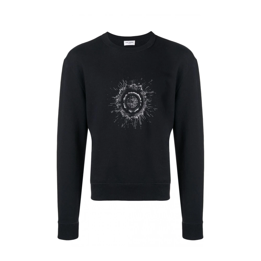 Saint Laurent Logo Katoenen Sweatshirt Black Heren