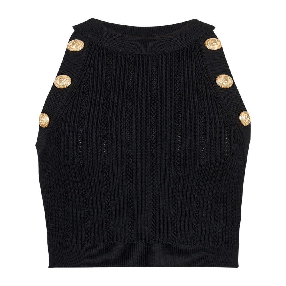 Balmain Stickad crop top Black, Dam