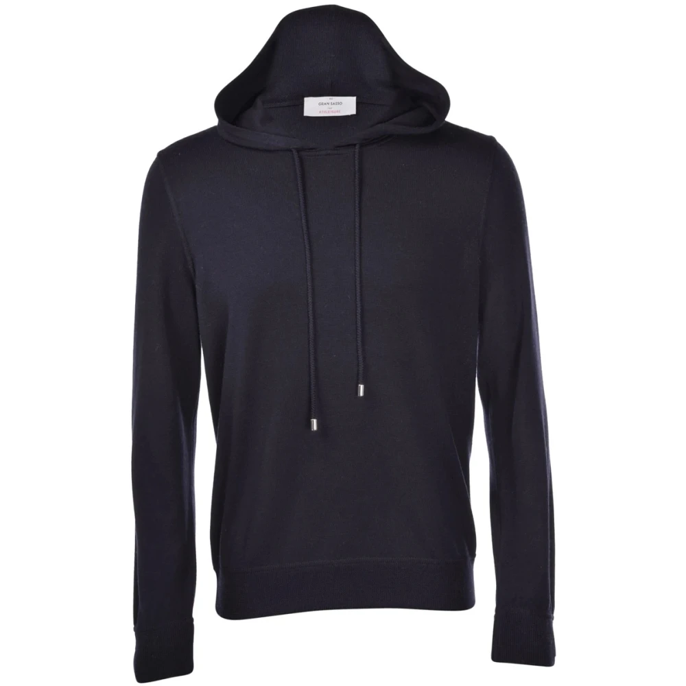 Gran Sasso Merino Gebreide Hoodie Blue Heren