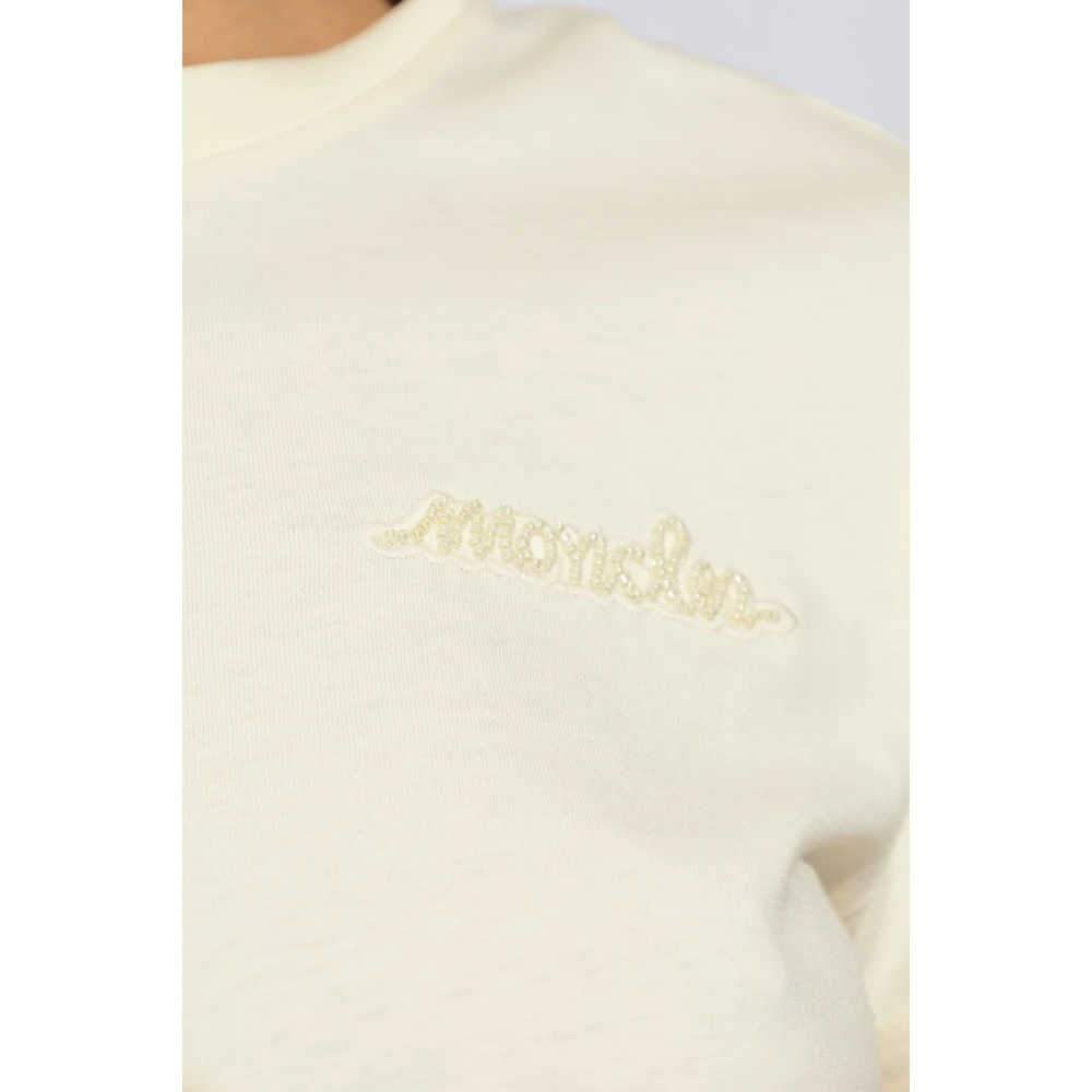 Moncler T-shirt met logo Beige Dames