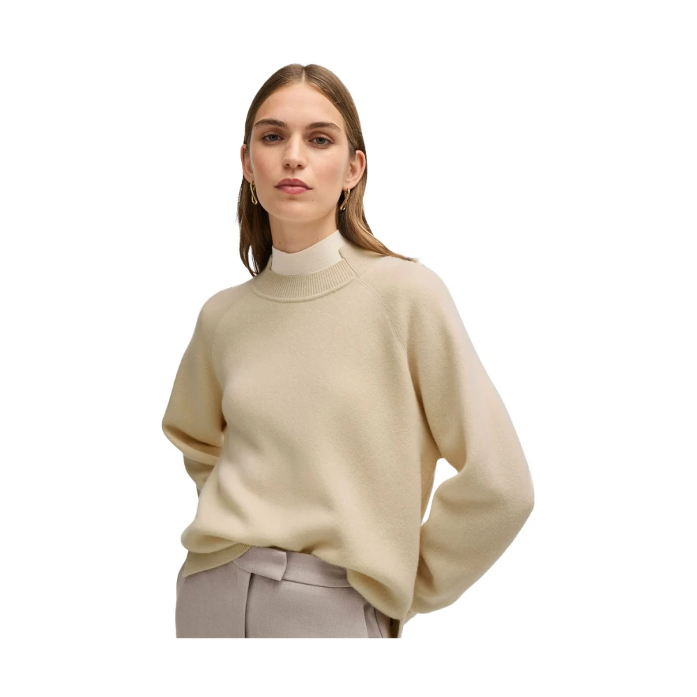 Hugo Boss Zachte Beige Gebreide Trui Beige Dames