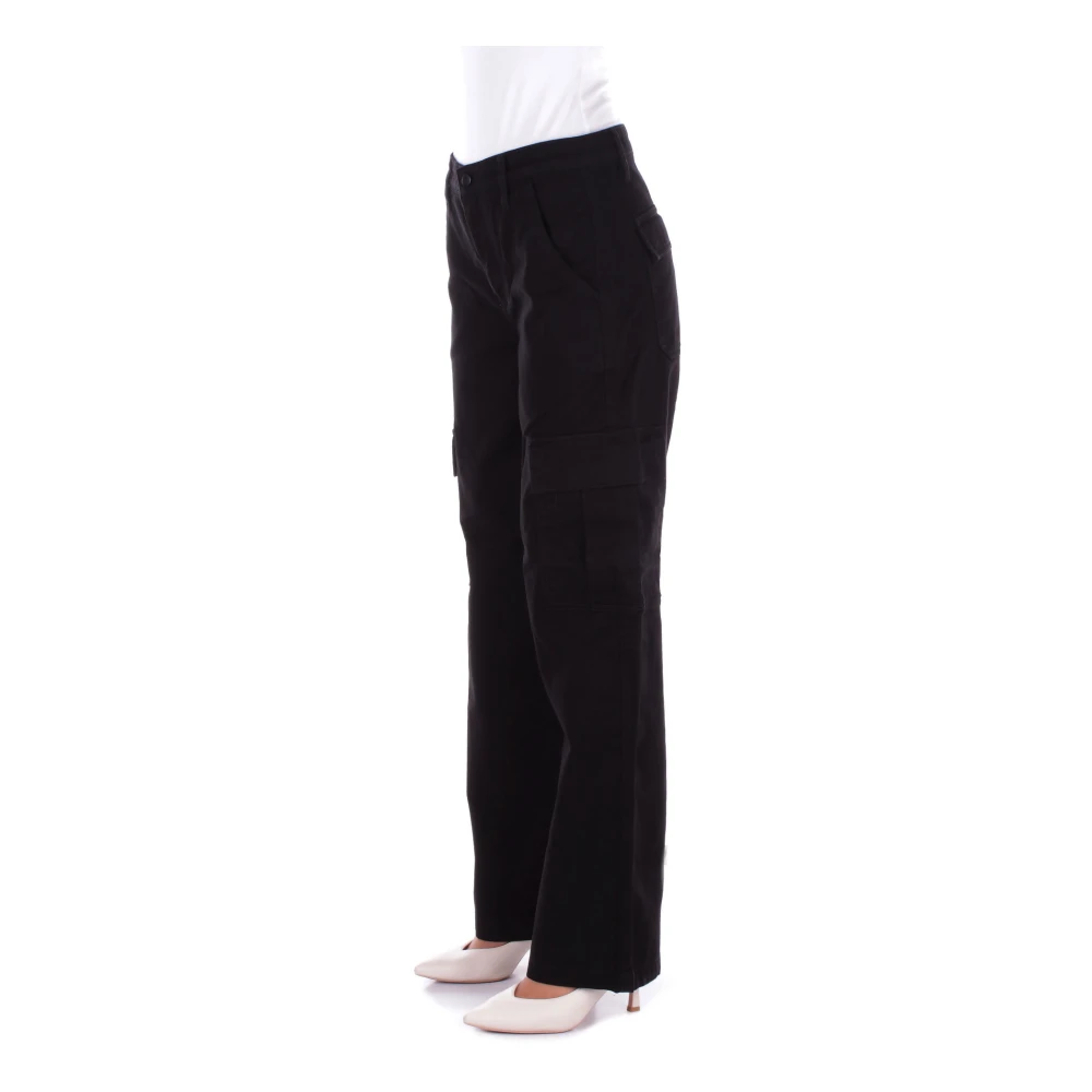 Guess Zwarte Logo Broek Rits Sluiting Black Dames