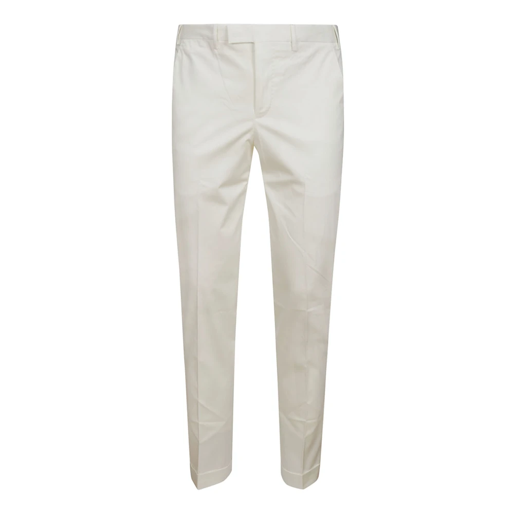 Pt Torino Men's White Chinos, 3XL, Slim Fit Cotton Trousers Cream
