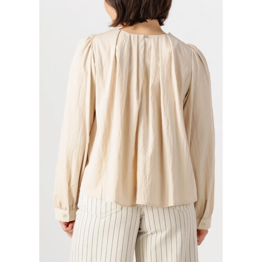 Co'Couture Elegante Viva Pleat Blouse Beige Dames