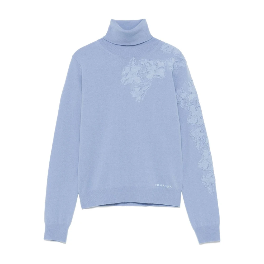 Ermanno Scervino Stijlvolle Kant Trui Blue Dames