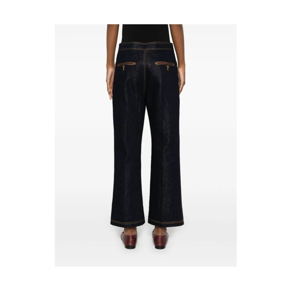 ETRO Indigo Blauw Denim Metallic Jeans Blue Dames