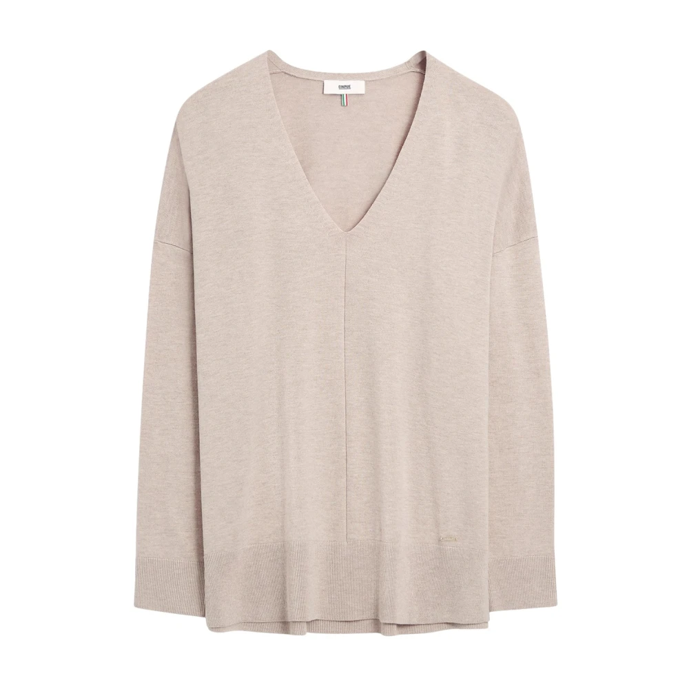 Cinque Women's Brown Soft Viscose Blend Jumper With Side Slits