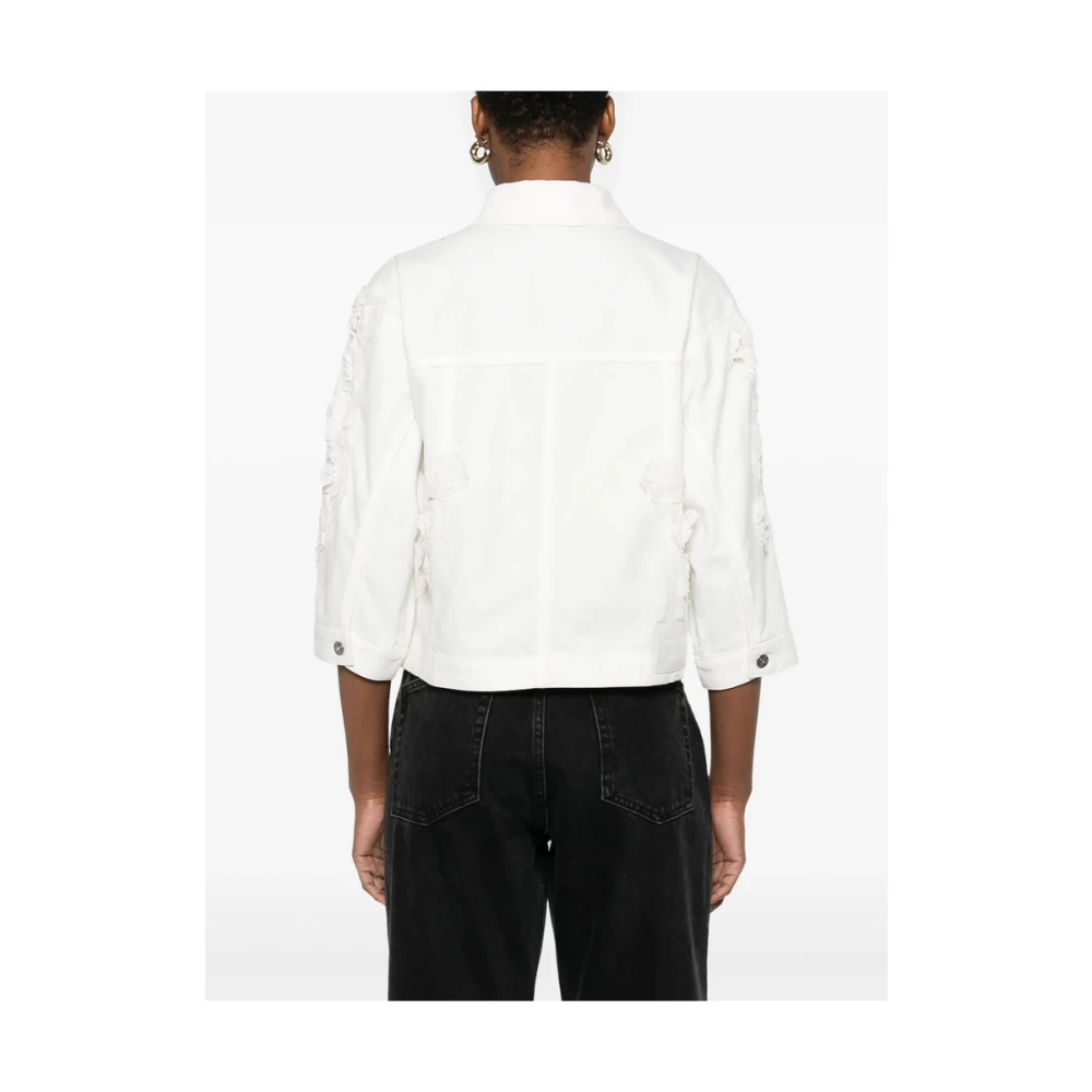 Ermanno Scervino Witte Kant Detail Jas Lange Mouwen White Dames