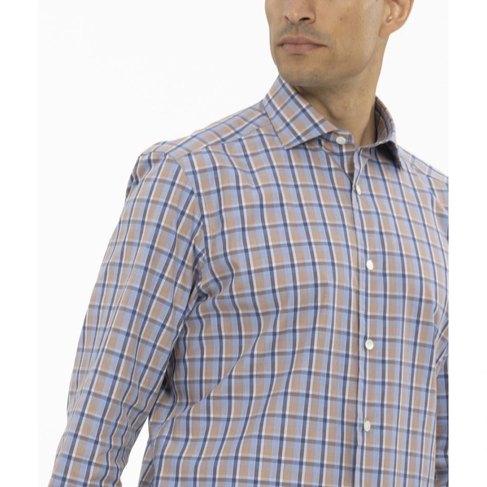 Ermenegildo Zegna Geruite sportshirt Blue Heren