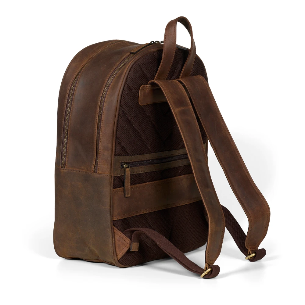 Howard London Bruine leren rugzak met buitenvak Brown Heren