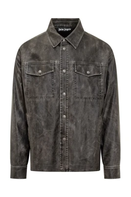 Curved Logo Coated Overshirt