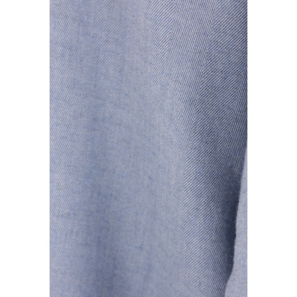 BRUNELLO CUCINELLI Lichtblauw Herringbone Casual Overhemd Blue Heren