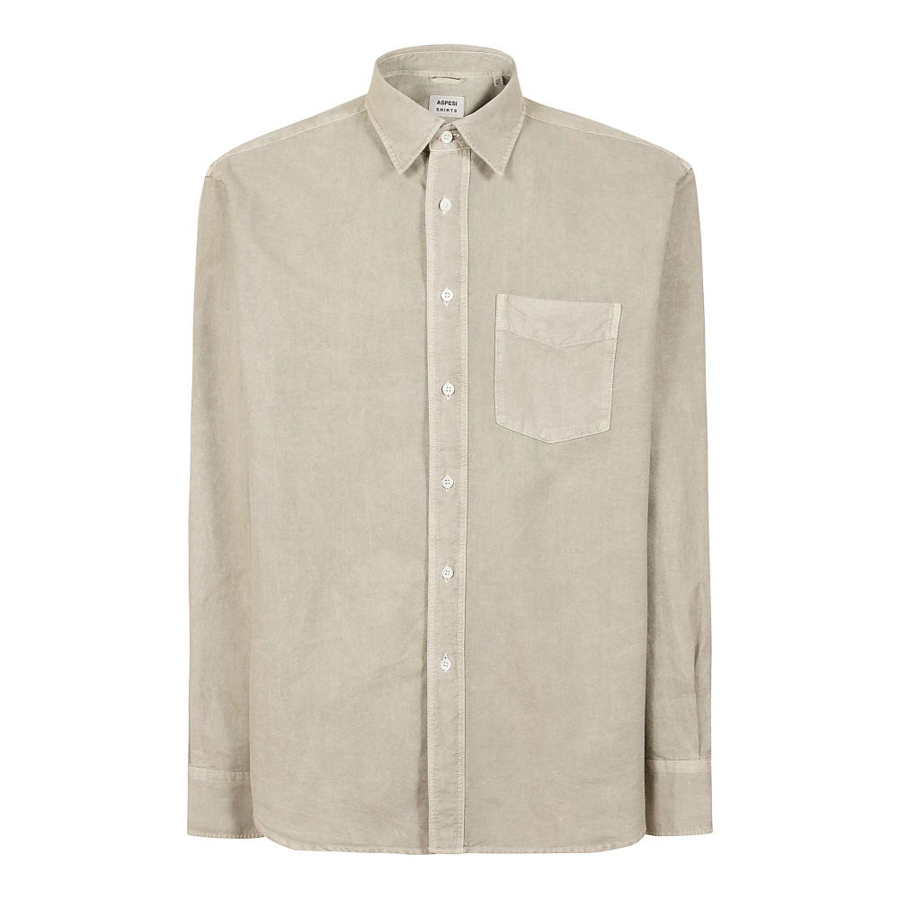 Aspesi Sand Washed Katoenen Overhemd Brown Heren