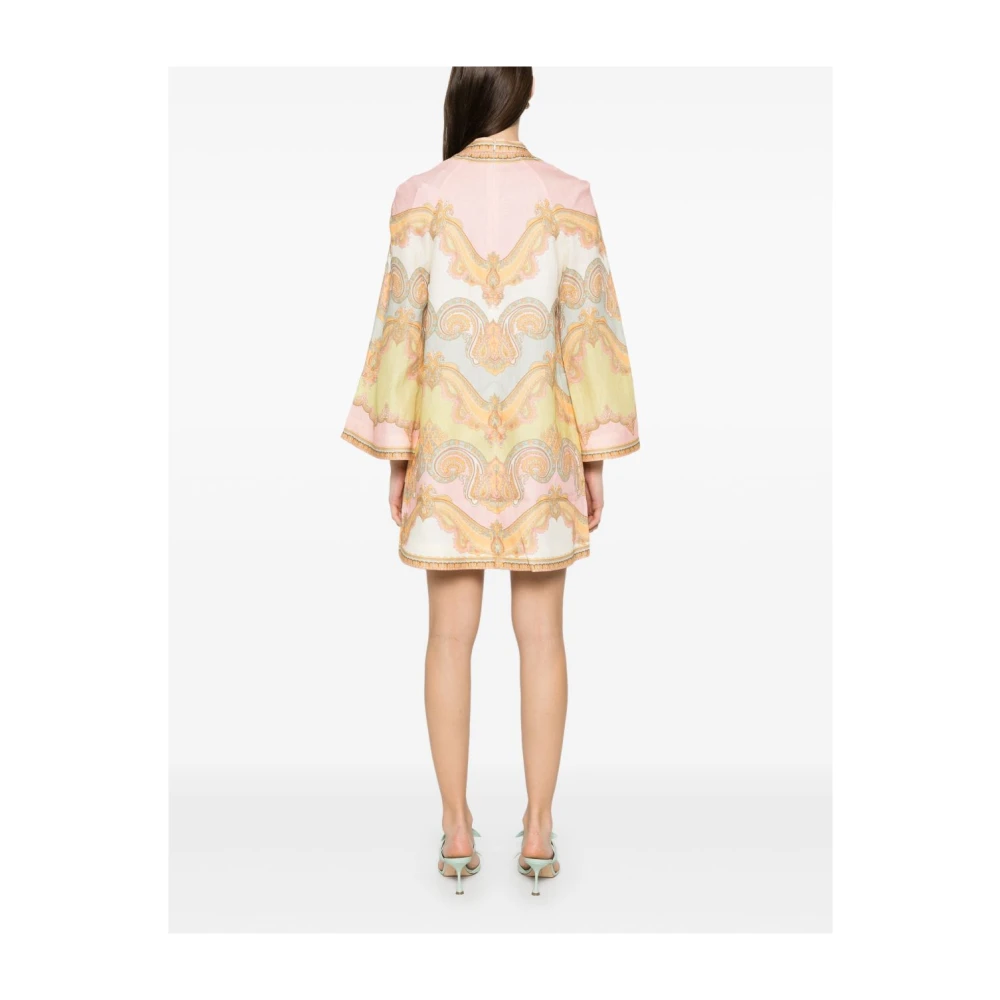 Zimmermann Korte Mouw Tuniek Mini Jurk Multicolor Dames