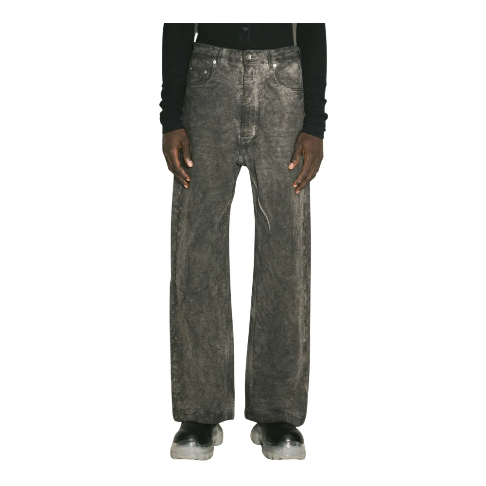 Rick Owens Coated-Felt Finish Jeans Gray Heren