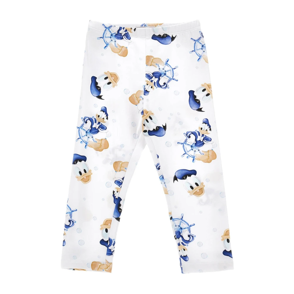 Monnalisa Girls White Leggings, 6 Y, Cotton Leggings