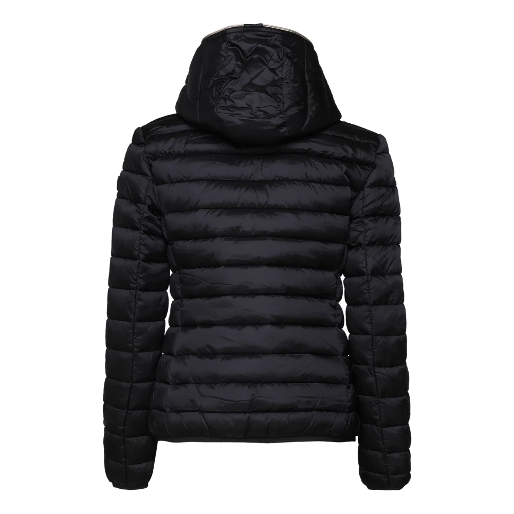 Save The Duck Zwarte Gewatteerde Hoodie met Rits Black Dames