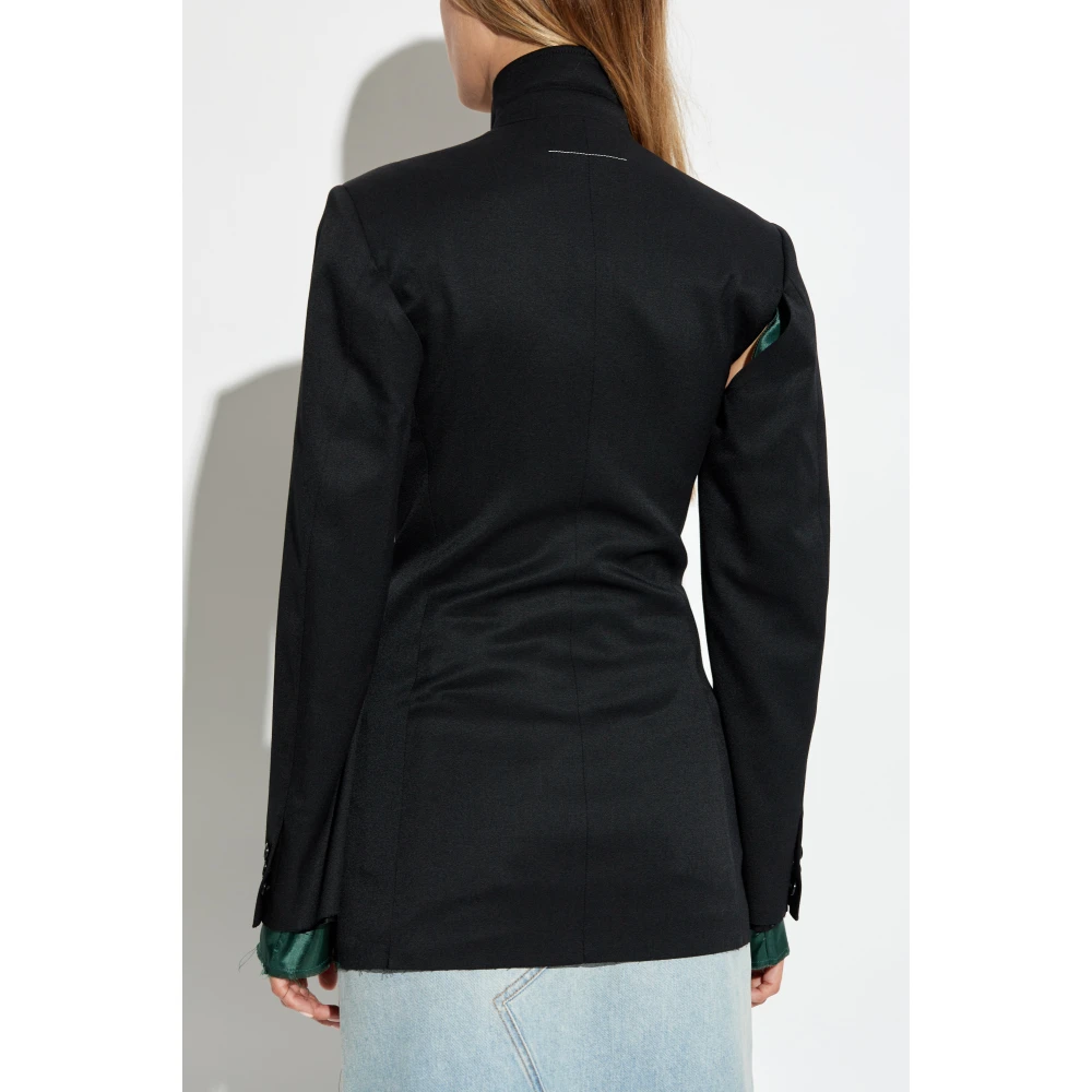 MM6 Maison Margiela Blazer met Vintage Effect Black Dames