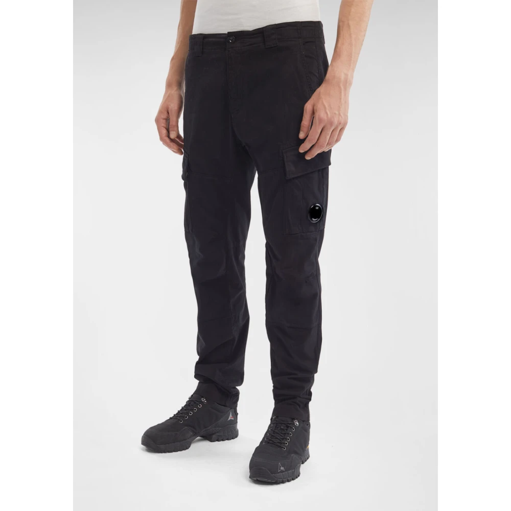 C.P. Company Satin Stretch Cargo Broek Ergonomische Pasvorm Black Heren