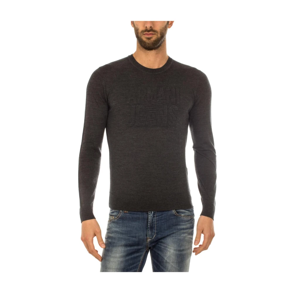 Armani Jeans Men's Gray Jumper Pullover - Round-Neck Knitwear - 2XL - Knitwear