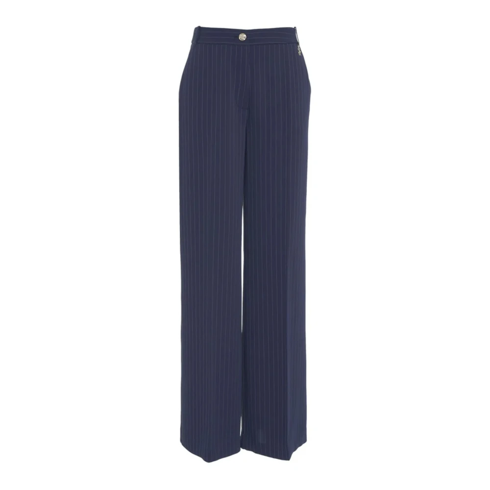Guess Women's Blue Wide Trousers,, Wide Leg Trousers With Belt Loops Extra Large