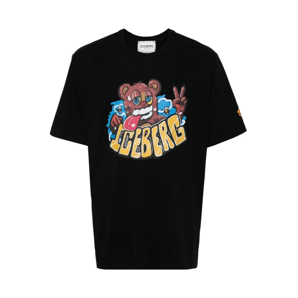 Iceberg Zwart Grafisch Print Crew Neck T-shirt Black Heren