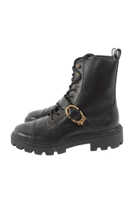 Släta Combat Boots i Läder