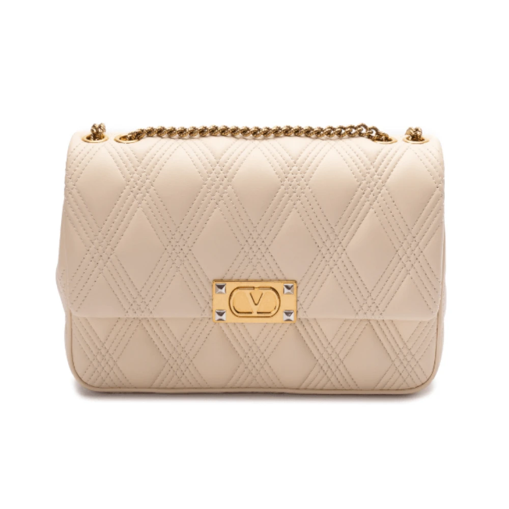 Valentino Beige Schoudertas met Kliksluiting Beige Dames