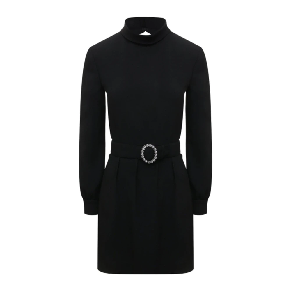 Saint Laurent Open rug mini-jurk met turtleneck design Black Dames