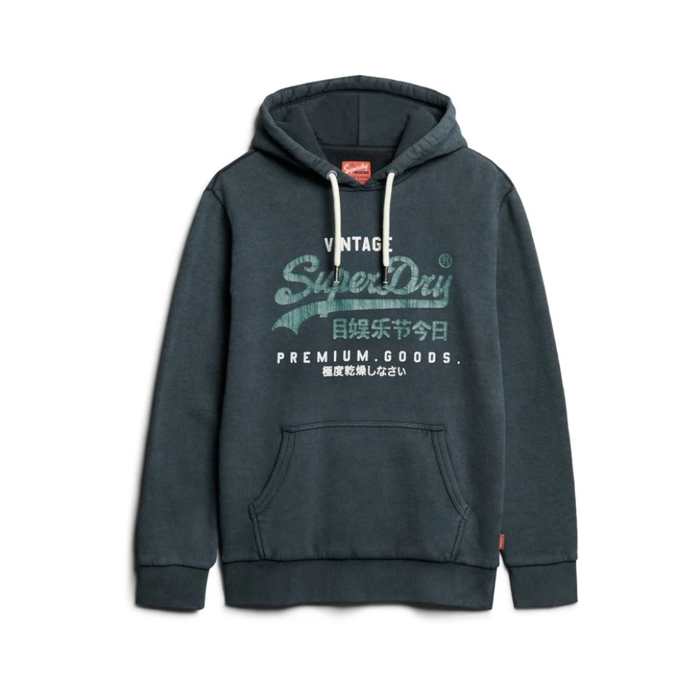 Superdry Men's Black Hoodies, M, Vintage Logo Hoodie In Cotton