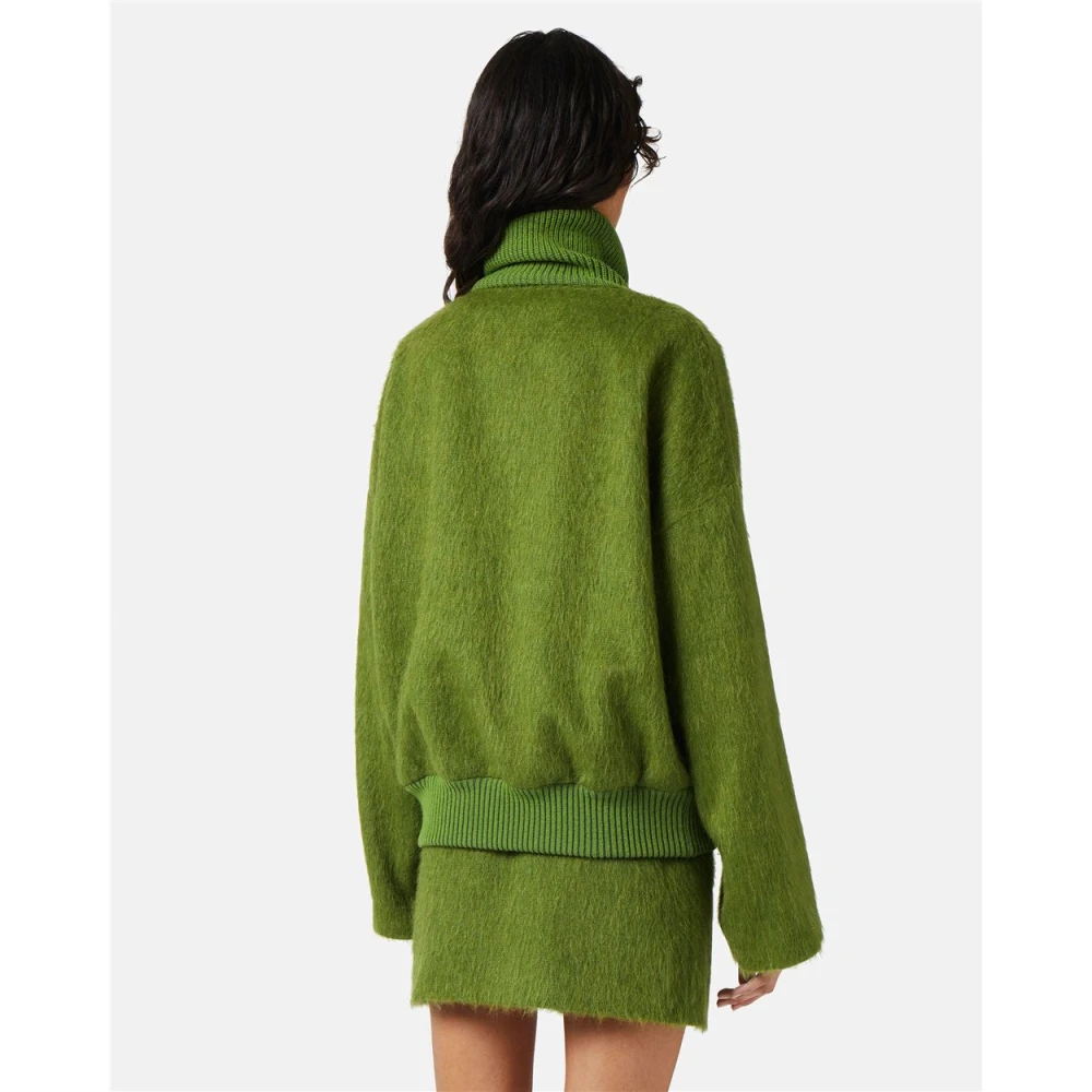 Iceberg Hoge hals jas in fluweelstof Green Dames