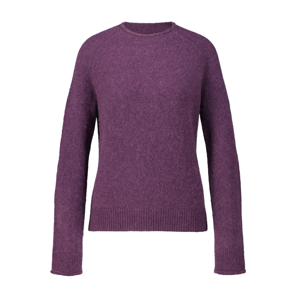 Hugo Boss Alpaca Wol Gebreide Trui Purple Dames