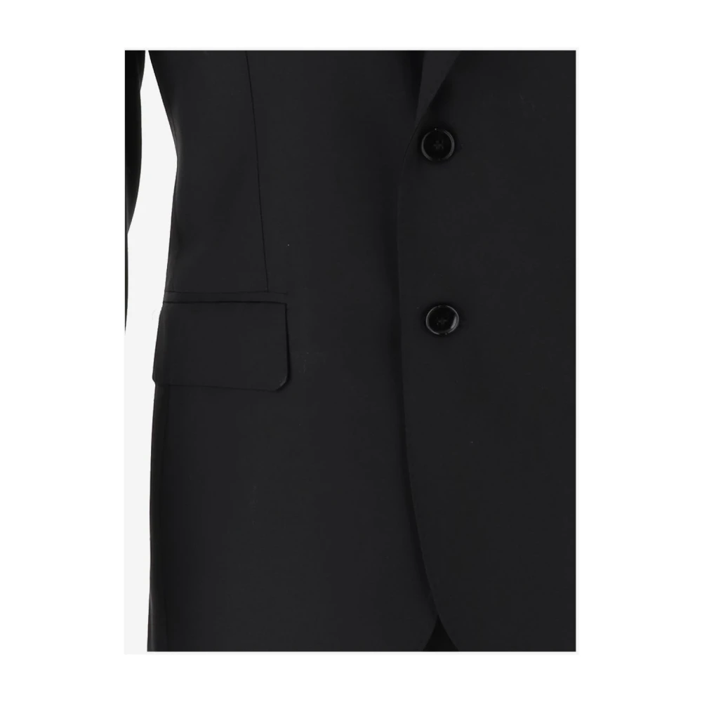 Brian Dales Zwart Stoffen Pak met Op Maat Gemaakte Broek Black Heren
