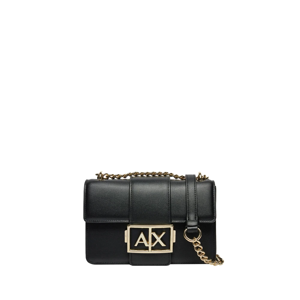 Armani Exchange Zwarte Schoudertas Elegant Minimalistisch Ontwerp Black Dames