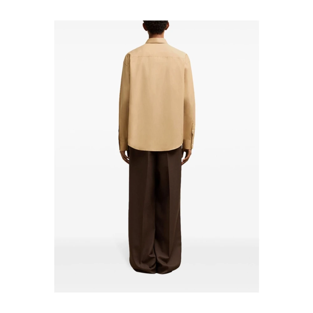 Ami Paris Casual Katoenen Overhemd voor Mannen Beige Heren