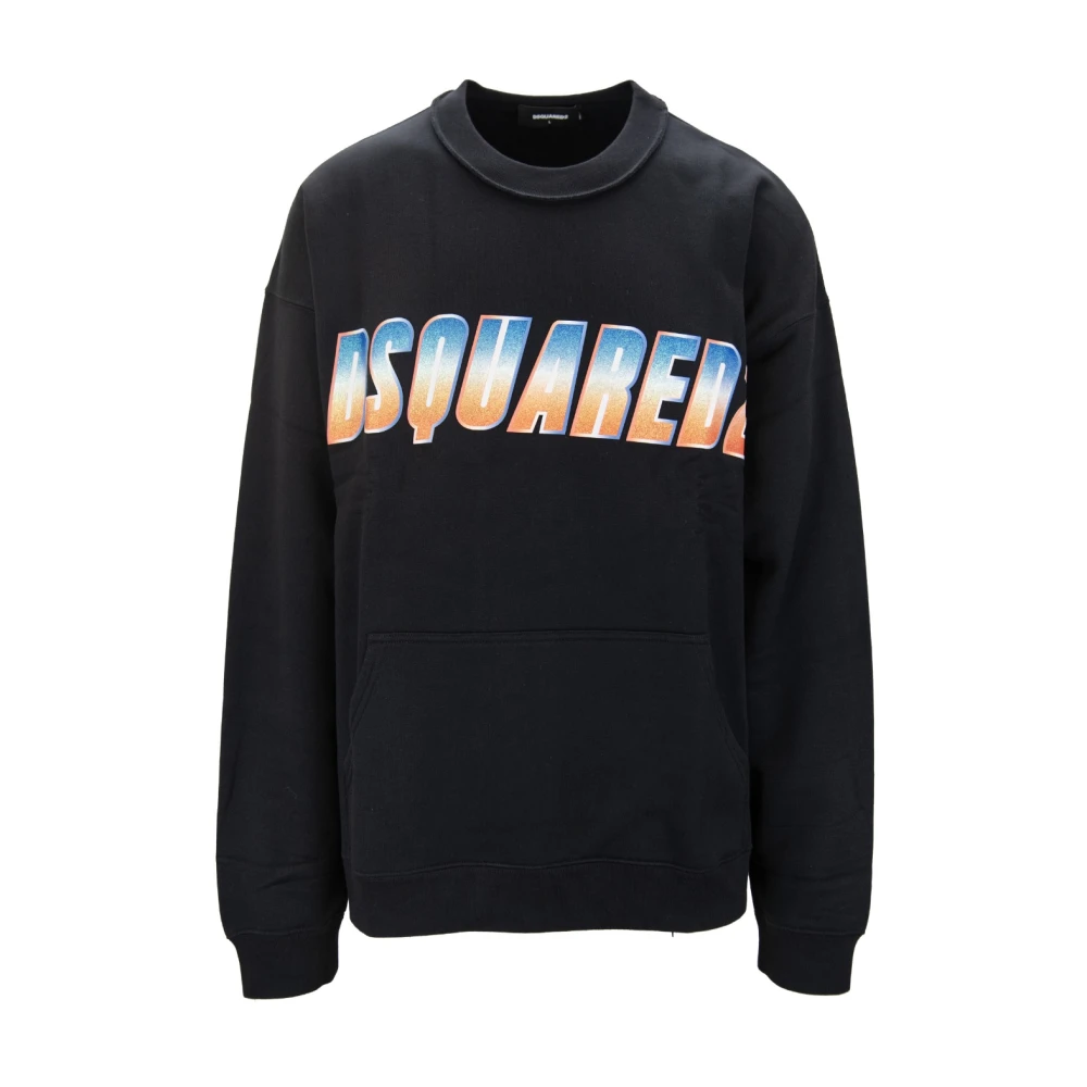 Dsquared2 Men's Black Pullover Sweatshirt With Glitter Print - Sweatshirts - S - Sweatshirts & Hoodies